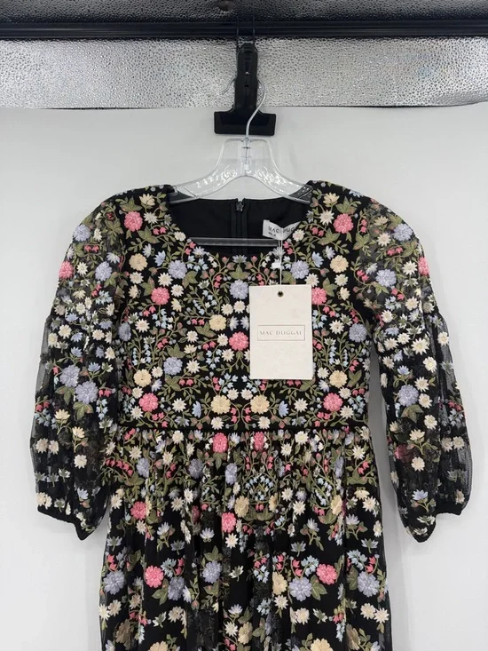 Mac Duggal Girls Floral Embroidered Dress - Black - 10 - New with tags - Picture 4 of 10